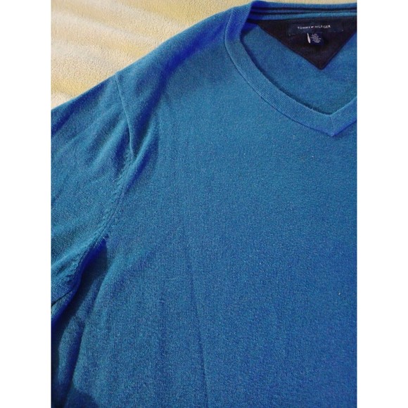TOMMY HILFIGER Blue Long Sleeve V-Neck Cotton Pullover Sweater Men's Siz… - Picture 4 of 9